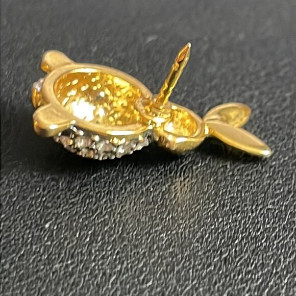 Easter Bunny Rabbit Pin with Green Rhinestone Eye - Picture 4 of 6